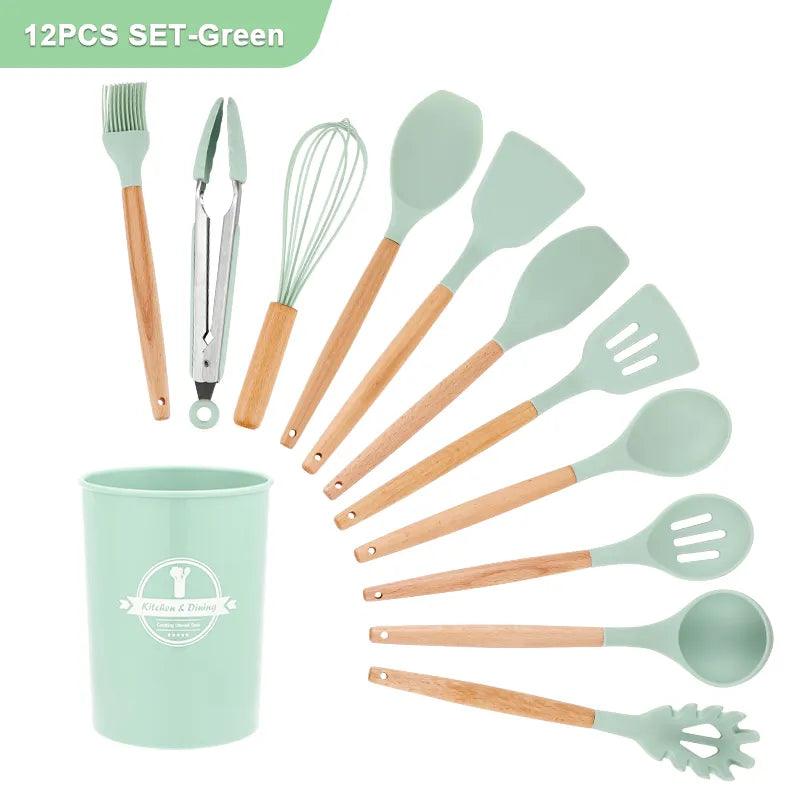 Conjunto de utensílios de cozinha de silicone - Trhee Minds