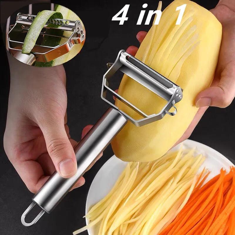 Multifunctional Kitchen Peeler Vegetable Fruit Peeler Stainless Steel Durable Potato Slicer Household Shredder Carrot Peeler - Trhee Minds