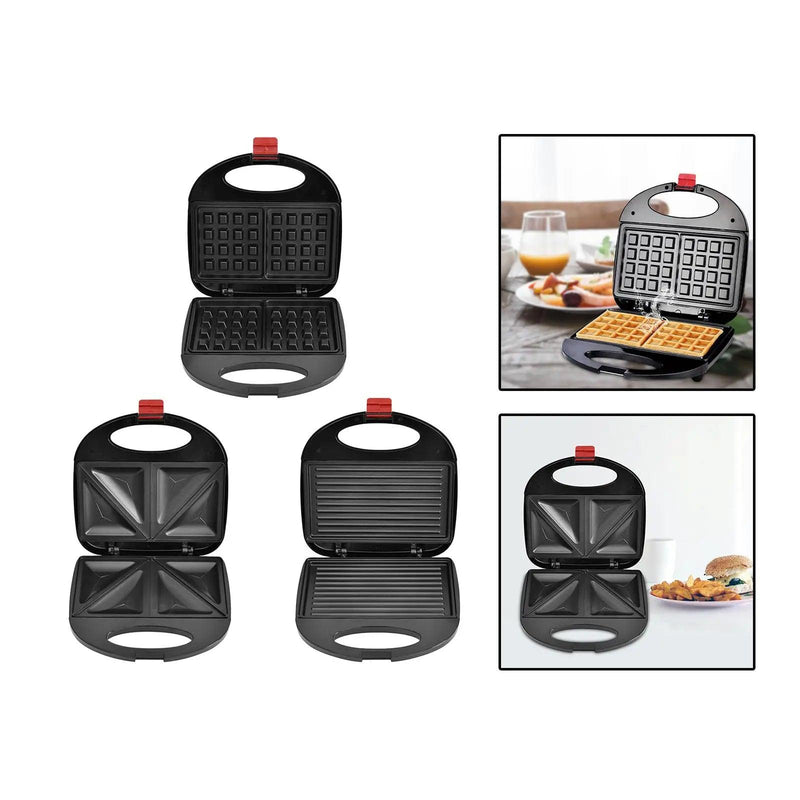 Mini máquina de fazer waffle, ferramentas de cozimento, superfície antiaderente, prensa elétrica para panini, omelete, muffins, almoço - Trhee Minds