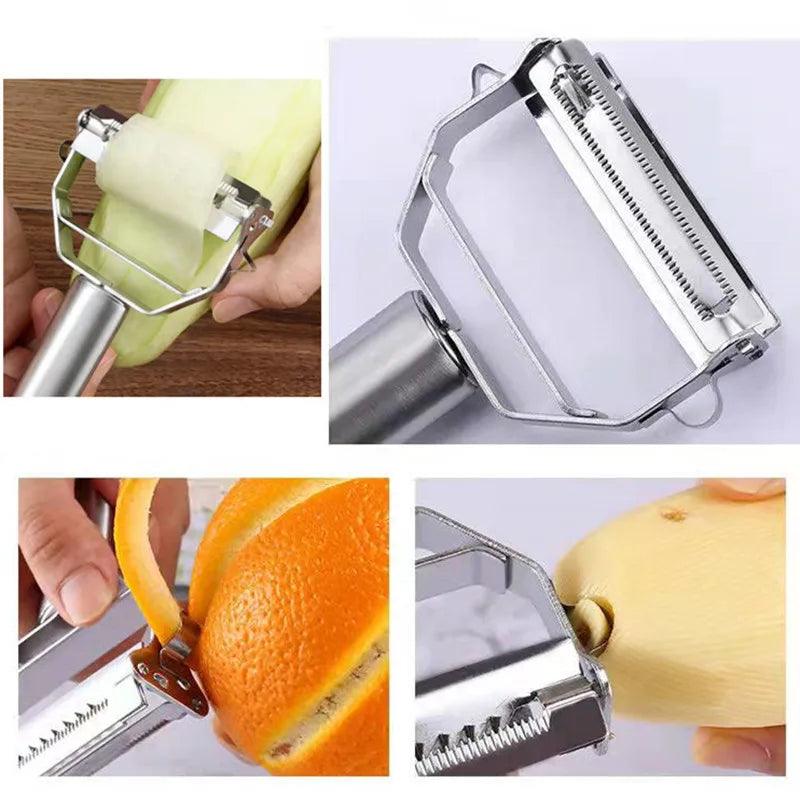 Multifunctional Kitchen Peeler Vegetable Fruit Peeler Stainless Steel Durable Potato Slicer Household Shredder Carrot Peeler - Trhee Minds