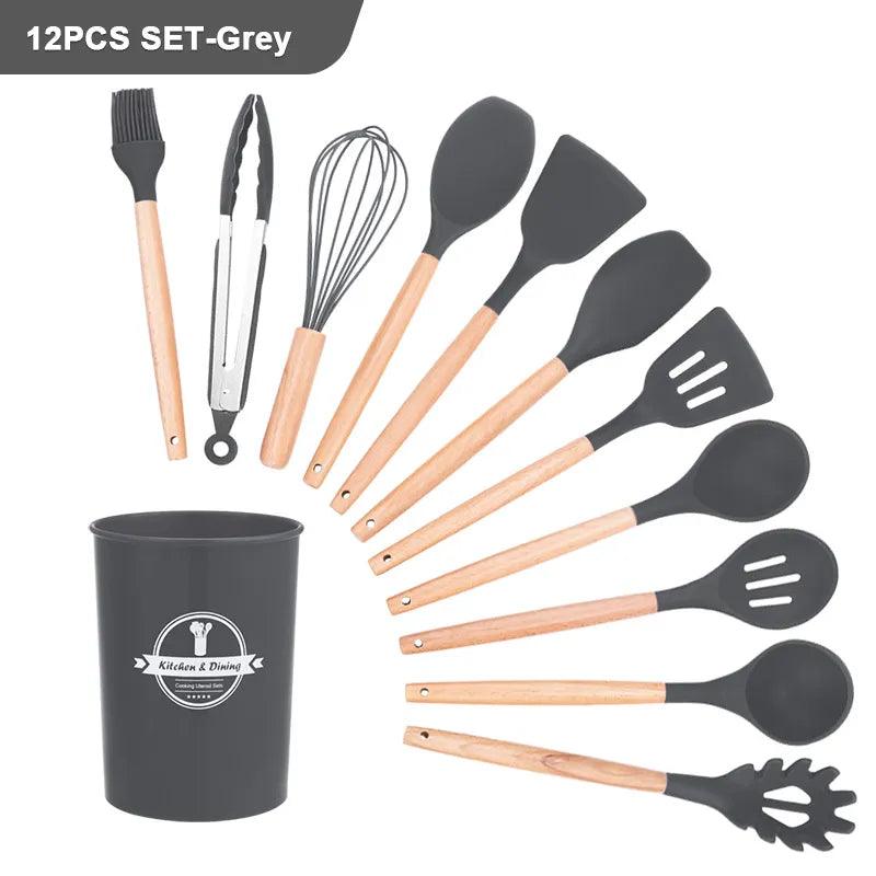 Conjunto de utensílios de cozinha de silicone - Trhee Minds